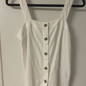 J crew factory xxs white linen tank with buttons down the front
